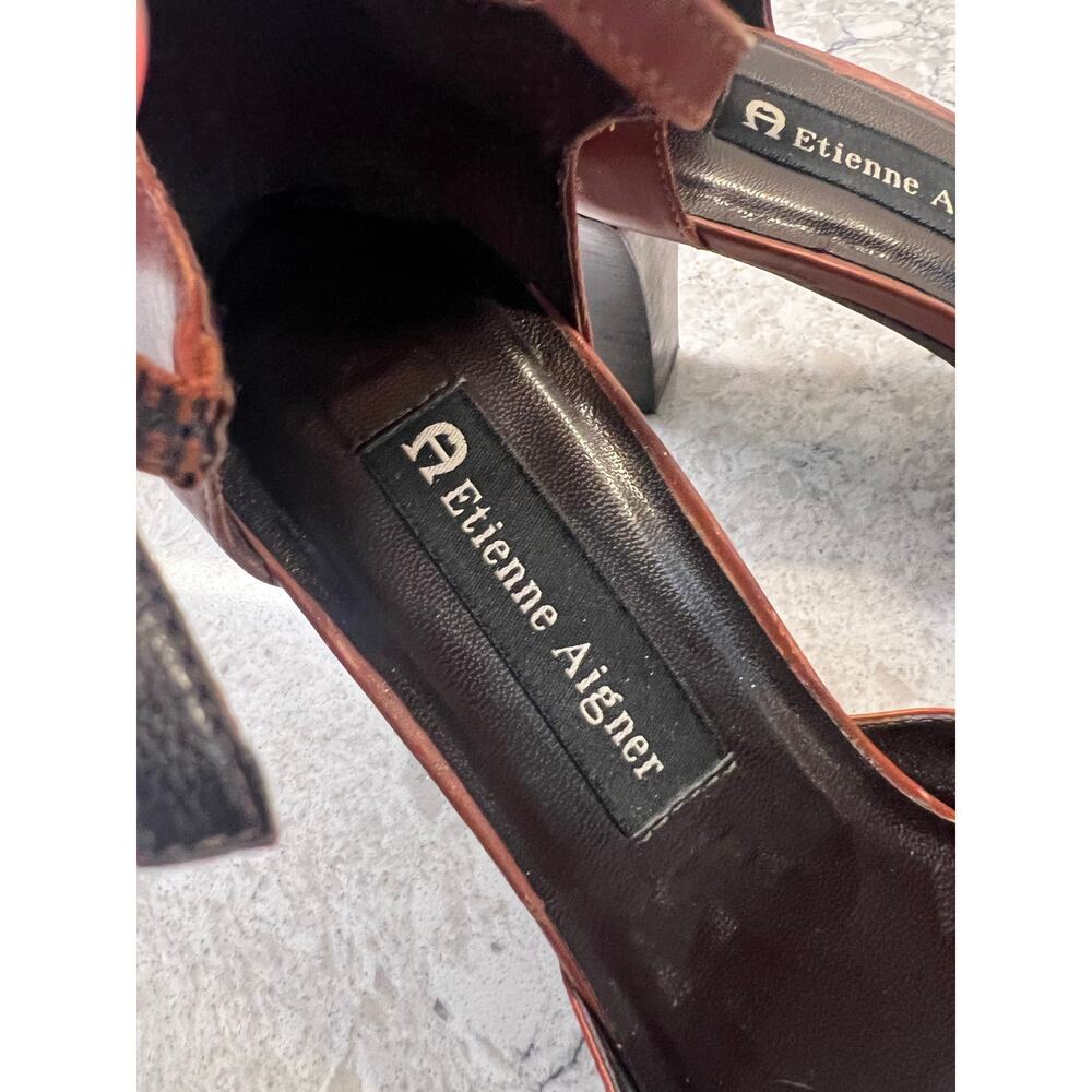 Etienne Aigner Women's Leather Dress Heels Red Ankle Strap Size 8 JL - Picture 6 of 10